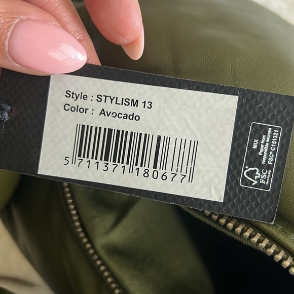 Stylism Leather Olive Green Puffer Bag - Picture 8 of 9